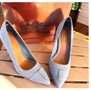 Cathy Din USA JAYDAA-33 Light Wash Denim Pointed Toe Stiletto Pumps Womens 6 NEW